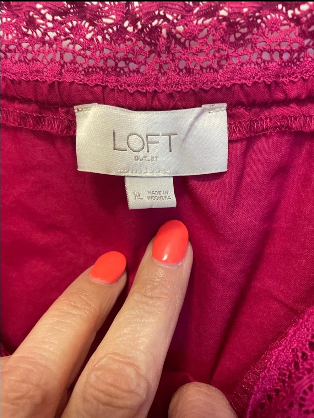 LOFT Raspberry-Red Lace Strap Camisole - Picture 3 of 4